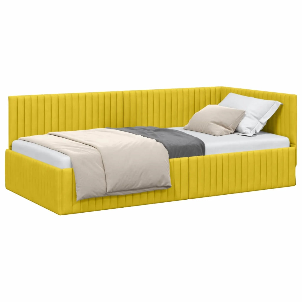 Cornice del letto ad angolo Giallo 100 cm x 200 cm Velluto 42016282