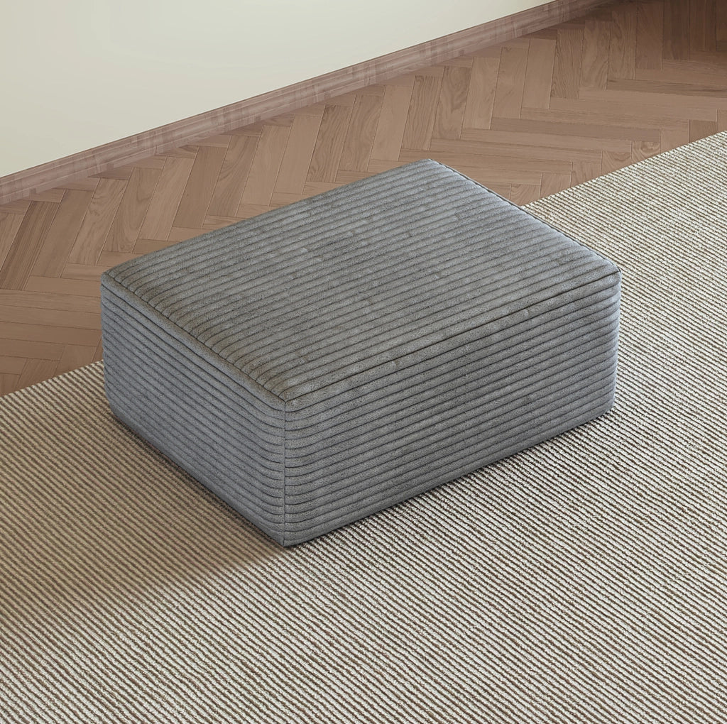 Chaise longue reversibile in tessuto a coste grigio