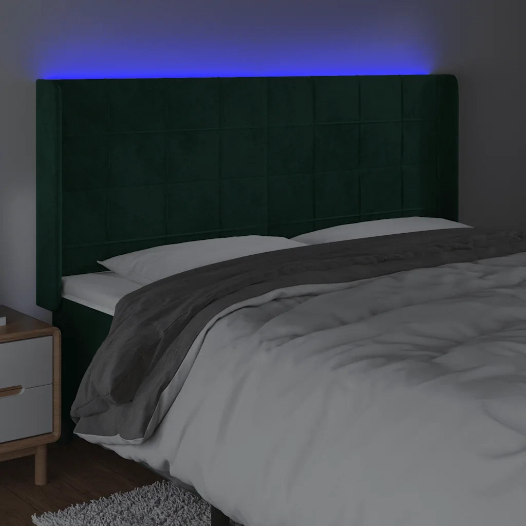 Testiera a LED Verde Scuro 183x16x118/128 cm in Velluto 3124111