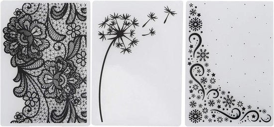 Set di stampi in plastica per creare rilievi per scrapbooking e decorazione di album fotografici, composto da 3 pezzi.