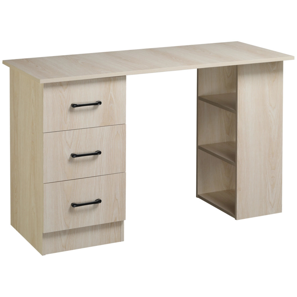 Easycomfort Scrivania PC Moderna per Camera con 3 Cassetti e 3 Scaffali in Legno per Casa e Ufficio 120x49x72cm