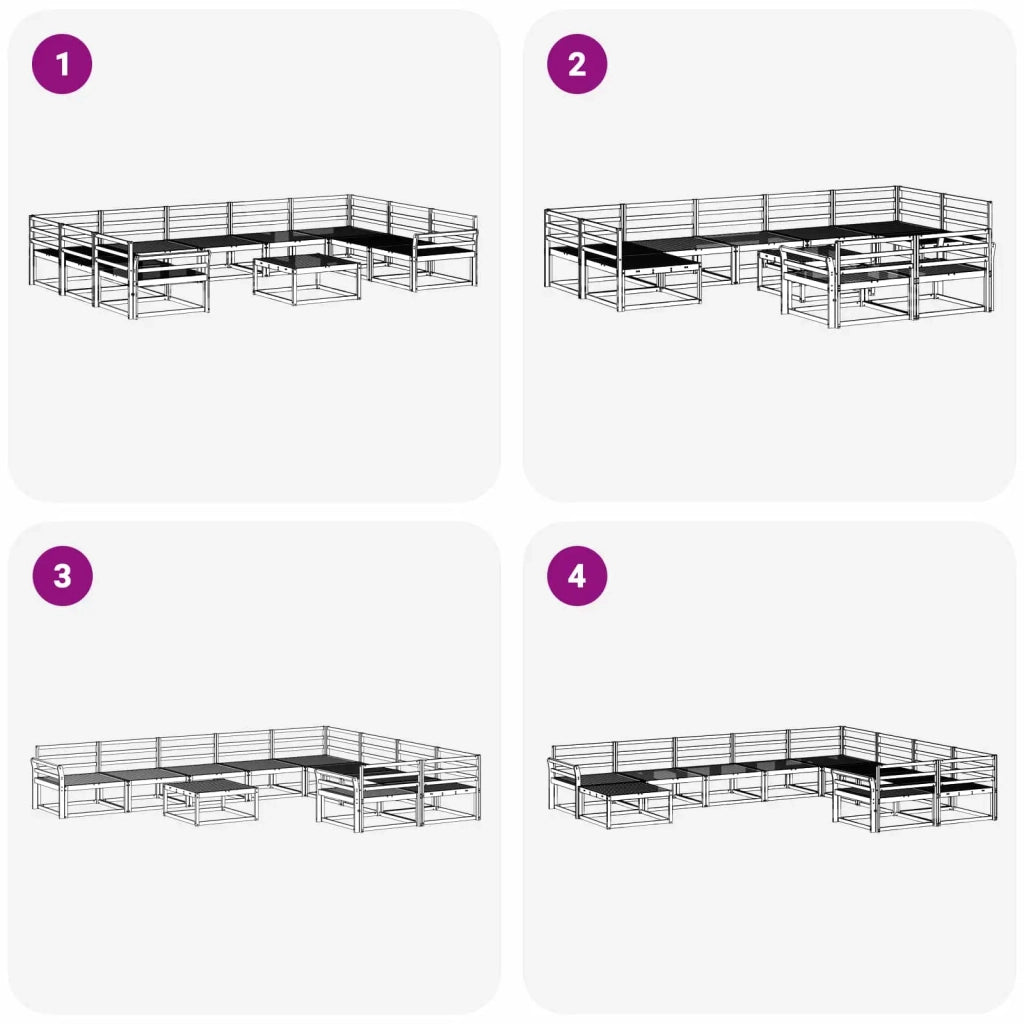 Set di divani da esterno 10 pcs Bianco Legno di Acacia Massello 3387068