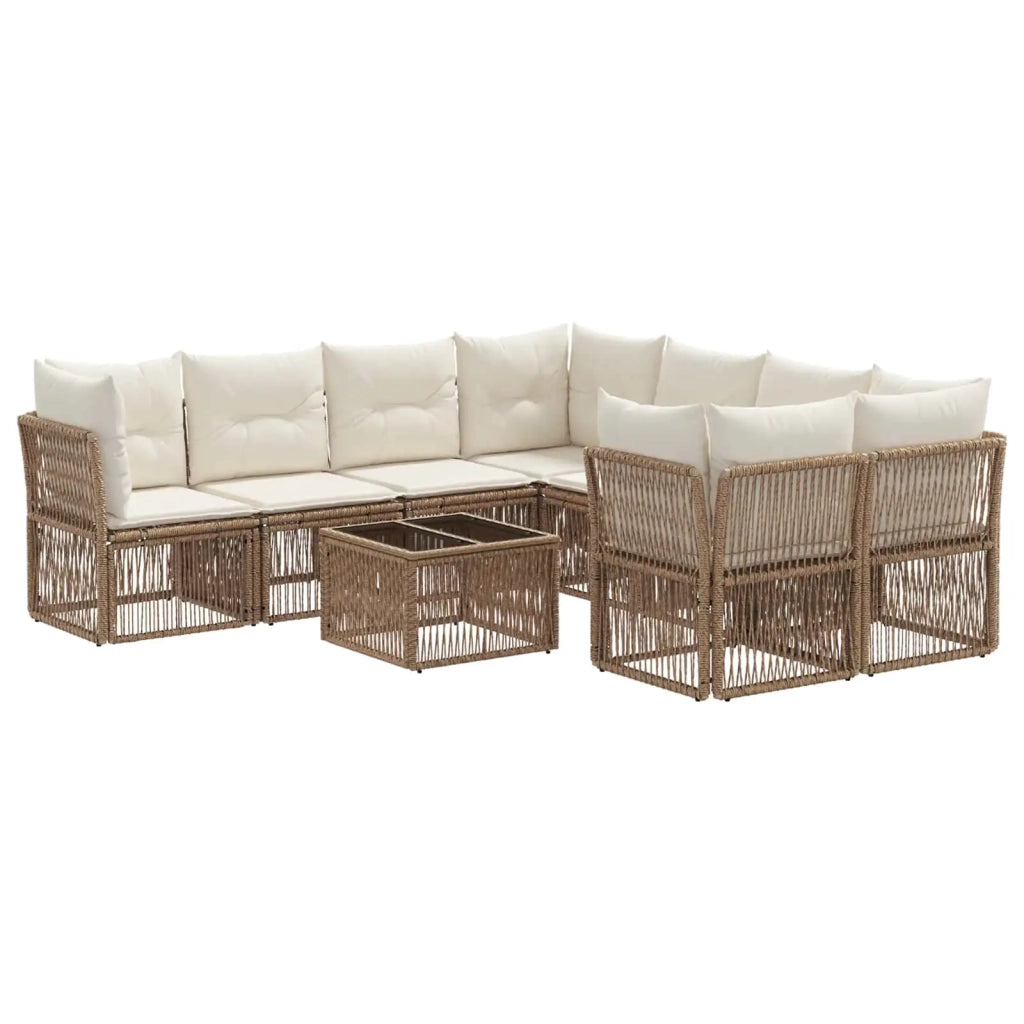 Set Divano da Giardino 9 pz Beige polyrattan 3434145