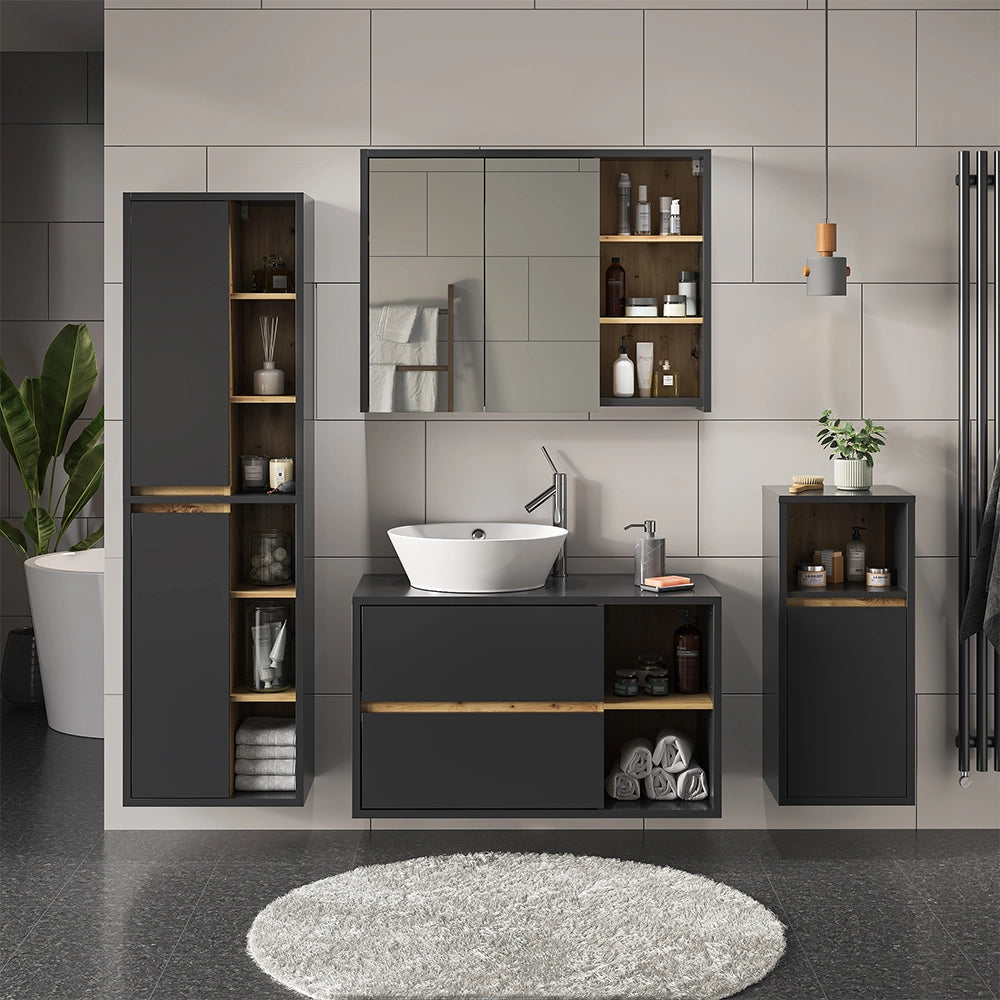 Vicco Set di mobili da bagno Antracite 4 parti