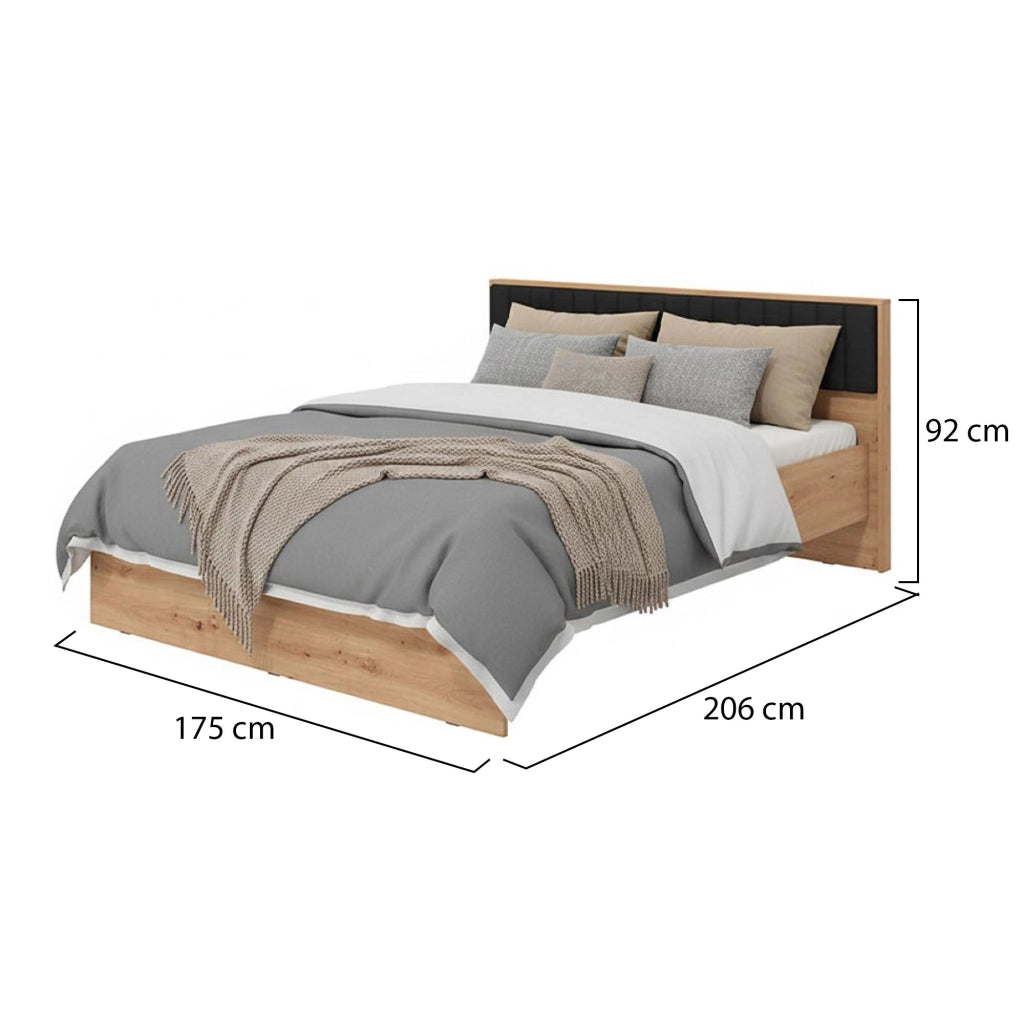 Letto Matrimoniale Grosso, Letto Matrimoniale Dimensione Materasso 160x200 cm, Marrone Rovere Nodi