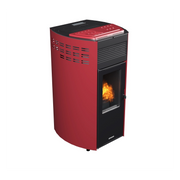 Erica stufa a pellet ventilata 10,8kw in acciaio e ghisa rosso lucido Lincar