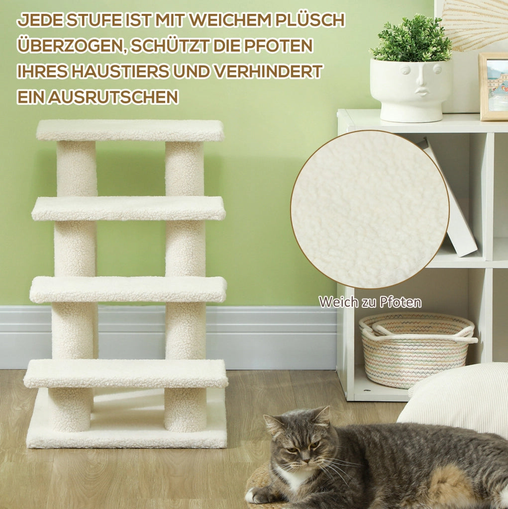 Scala a 4 gradini per animali con rivestimento in peluche