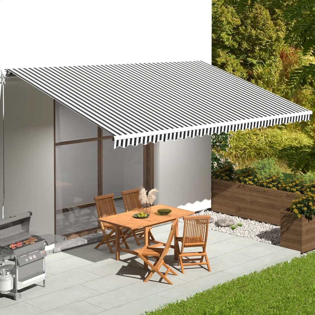 Tessuto di Ricambio per Tenda da Sole-Ricambio telo per tenda da sole Antracite e Bianco 6x3,5m
