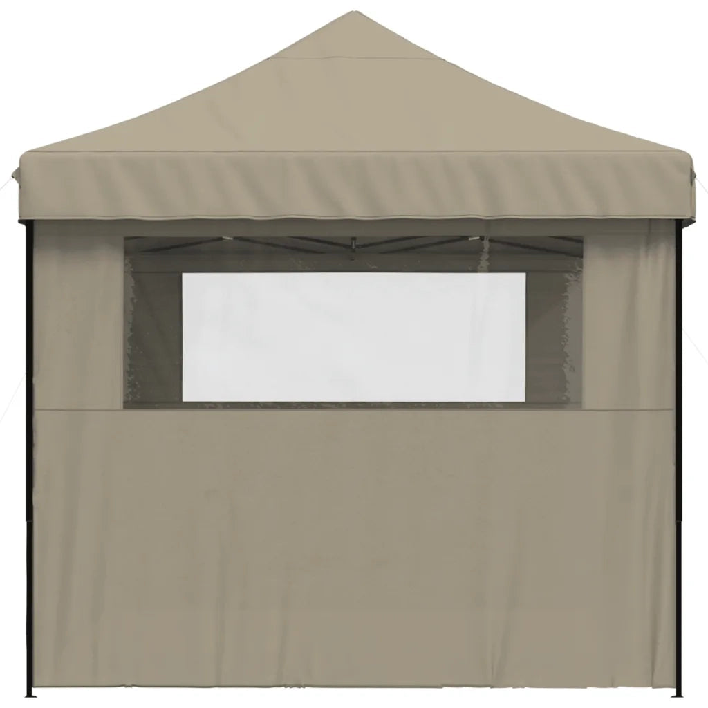 Tendone per Feste Pieghevole Pop-Up con 3 Pareti Tortora 4005018