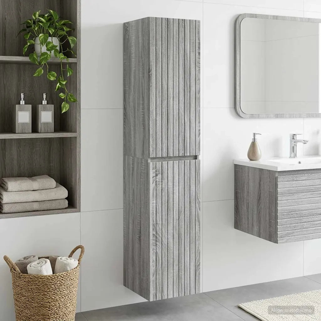 Mobiletto da Bagno a Muro Sonoma grigio 33 x 34,5 x 160 cm 890648