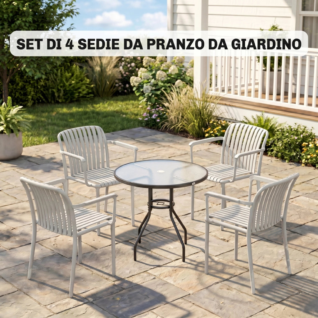 Set di Sedie da Giardino Impilabili con Braccioli ¨C zephmum ¨C Grigio, Plastica