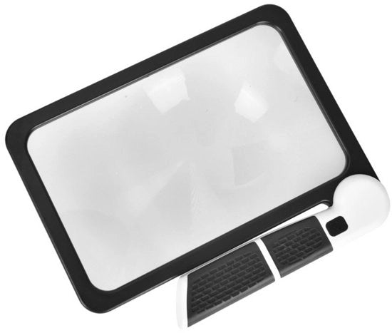 Verglassio da lettura - 30 * 13,5 * 2,5 cm - Per la lettura di libri - 5x verglassio - Con 48 LED lampade super luminose - Verglassio grande con manico - Adatto per anziani con cattiva vista - Maneggevole e pieghevole - Manico in gomma