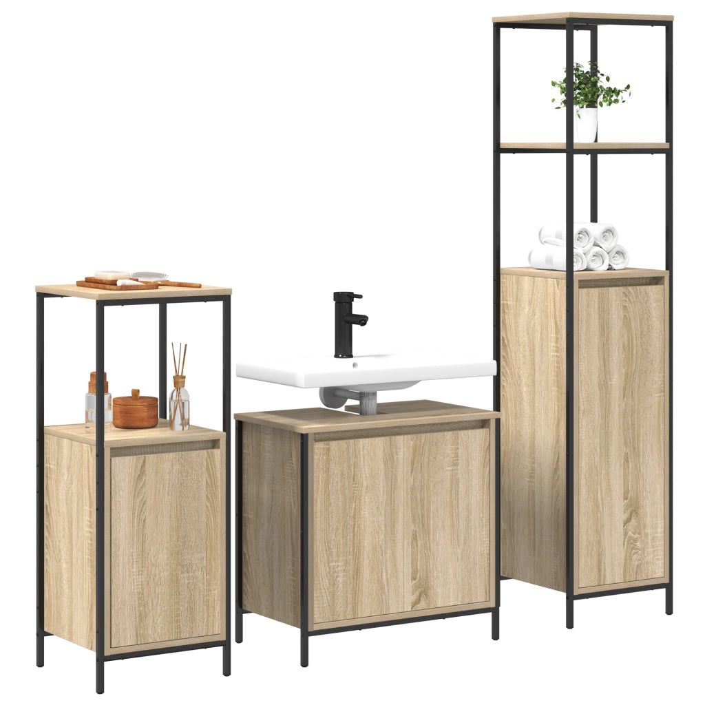 Set di Mobili da Bagno in Rovere Sonoma Legno Ingegnerizzato