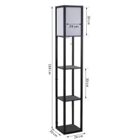 Lampada a Terra 40W con 3 Mensole Integrate e Interruttore a Pedale, Lampada Moderna in MDF e PS, 26x26x160 cm, Nero e Bianco