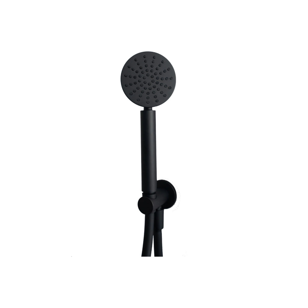 Kit doccia tondo slim in ottone nero opaco con presa acqua e flessibile 150 cm