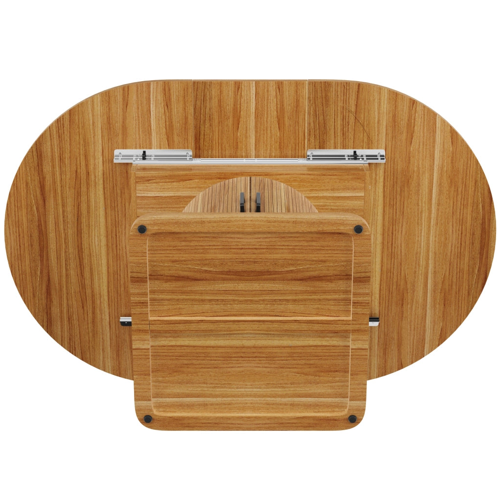 Tavolo allungabile 118x118x76 cm con vano contenitore e ripiani estraibili; MDF e metallo; marrone scuro