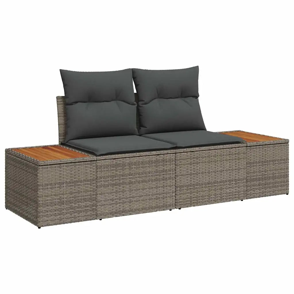 Set Divano da Giardino con cuscino 9 pcs Grigio Polyrattan