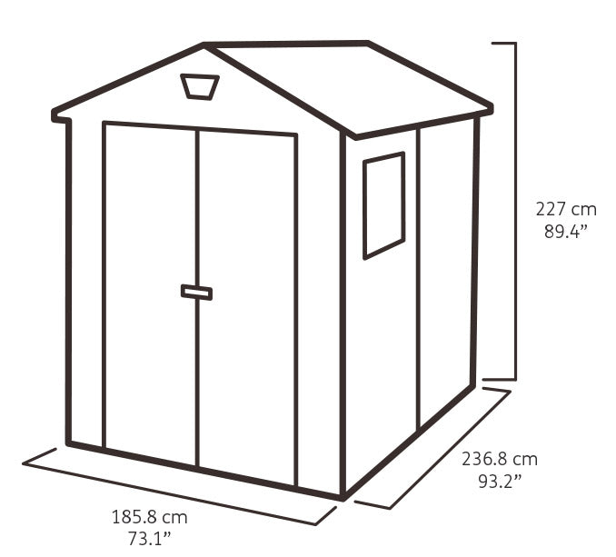 Casetta da Giardino Porta Attrezzi 185,8x236,8x227 cmin Resina Effetto Legno Keter Manor 6x8 Grigia