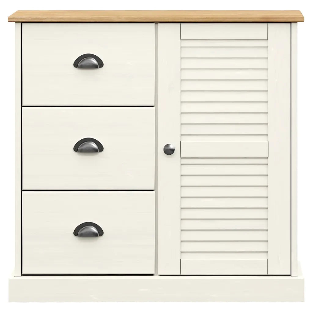 Credenza | Madia | Buffet da pranzo | Armadio da pranzo Cassetti VIGO Bianco 78x40x75 cm Legno Massello Pino