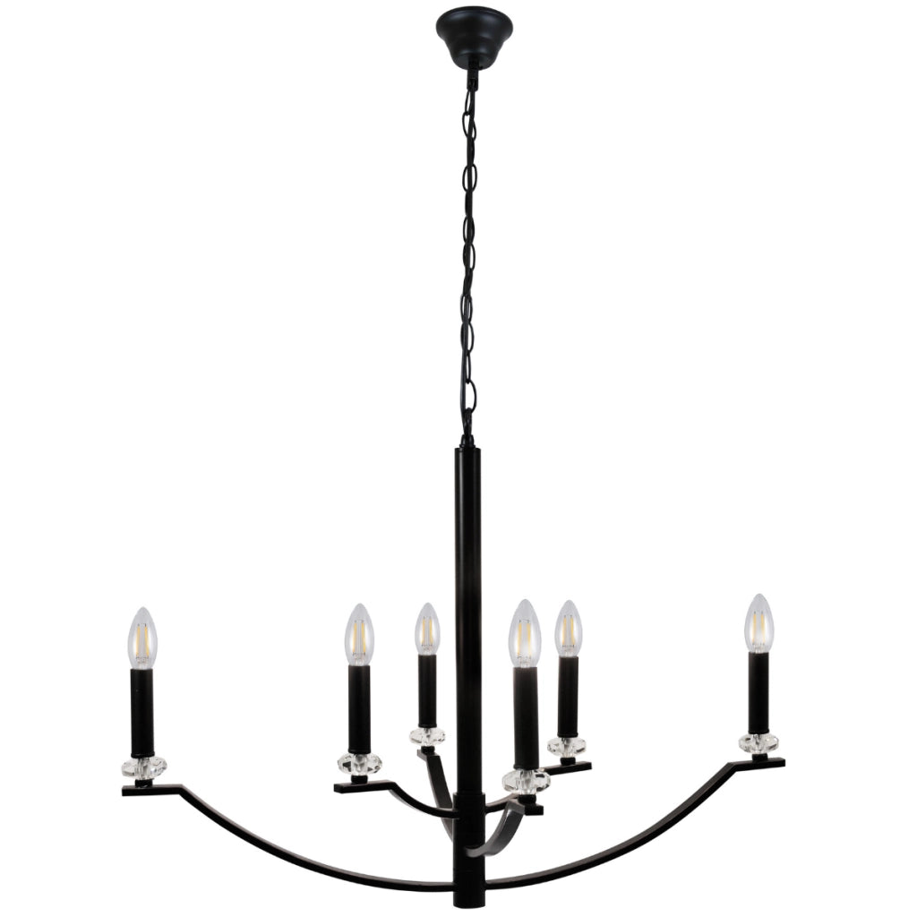 Lampadario HIMS industriale nero 6 luci E14 metallo Polux