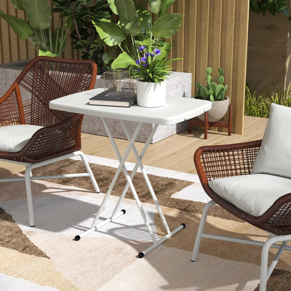 Tavolo da giardino ¨C zephmum ¨C Bianco, metallo e plastica, 60x60x70 cm