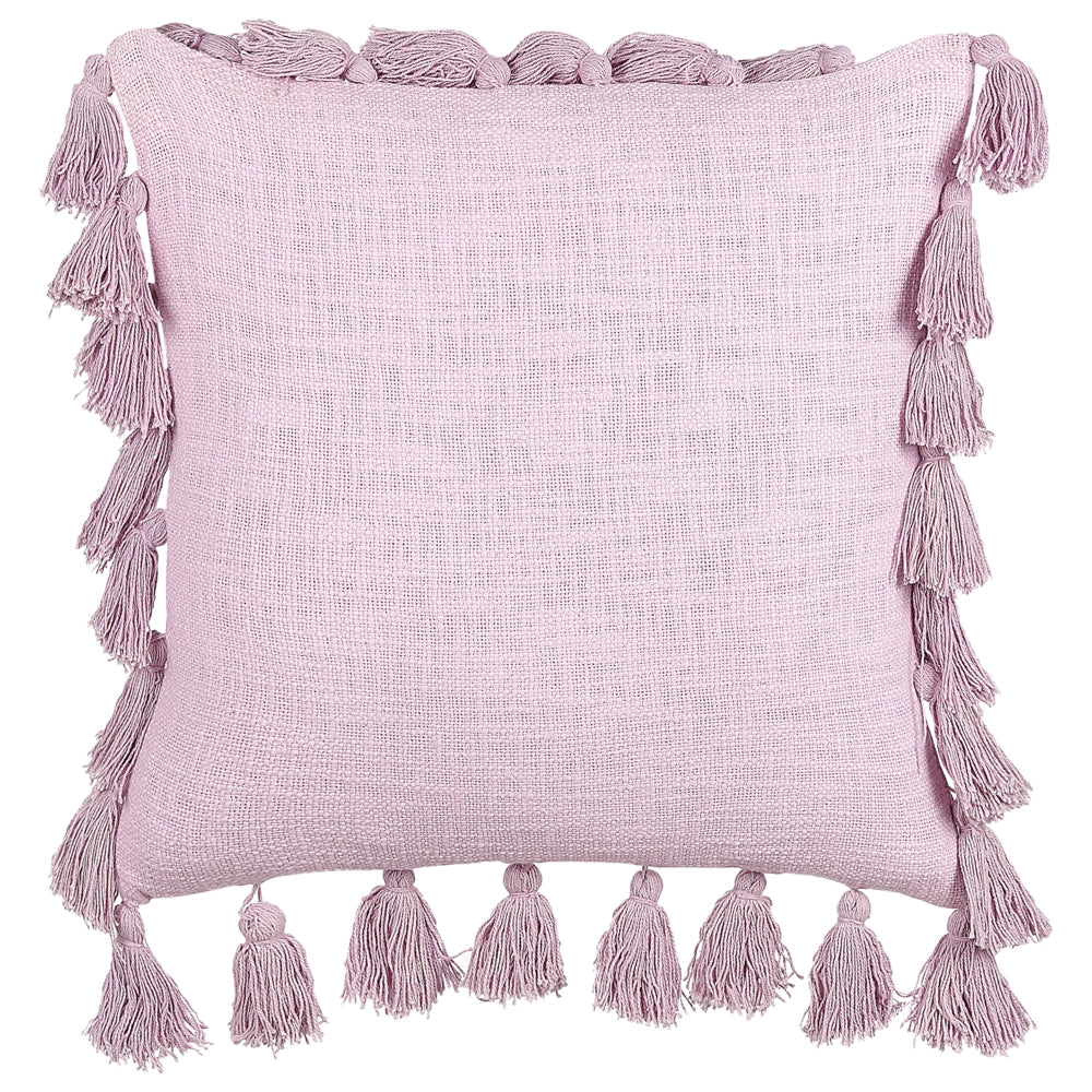 Set di 2 cuscini decorativi cotone rosa 45 x 45 cm con nappe accessori moderni per l'arredamento boho