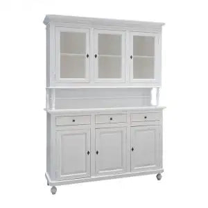 Credenza cristalliera napoletana in legno 3 ante Shabby chic biancopomelli bronzo