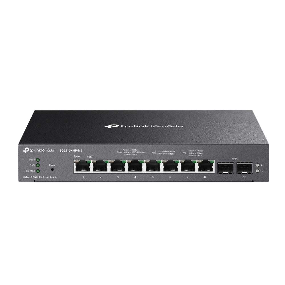 Tp-link omada sg2210xmp-m2 switch di rete gestito l2/l2+ 2.5g ethernet (100/1000/2500) supporto power over ethernet (poe) montaggio da desktop/parete nero
