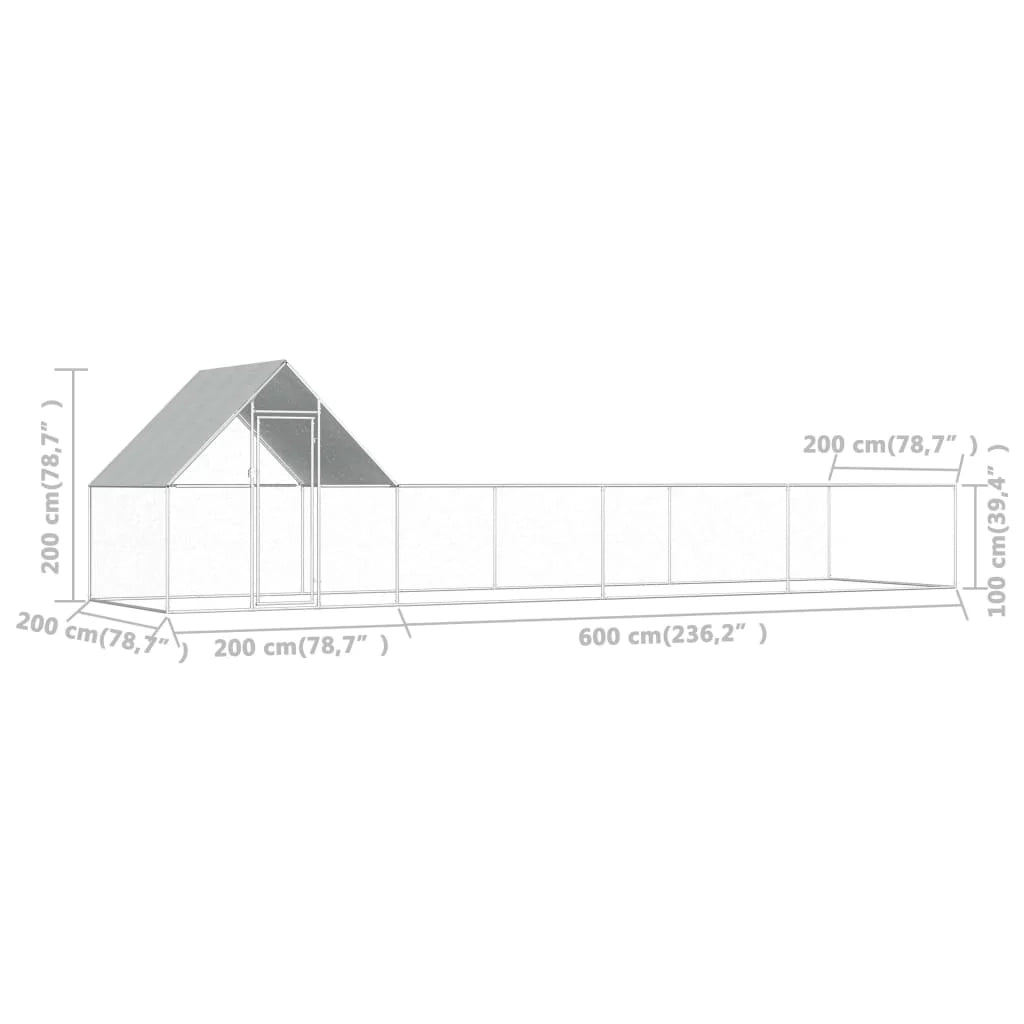 Pollaio 8 x 2 x 2 m con tetto impermeabile acciaio zincato 02_0001720