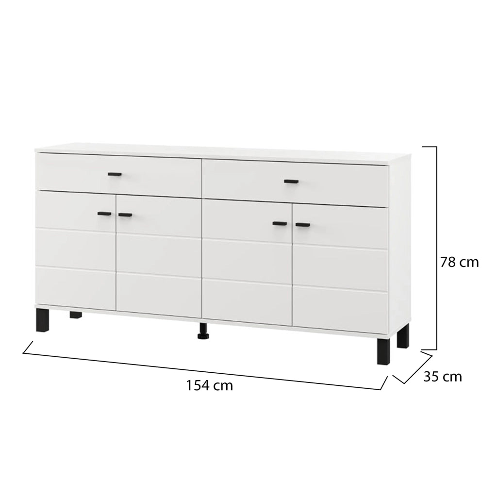 Madia Barich, Credenza 3 Ripiani, 154x35x78h cm Bianco