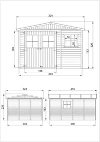 TIMBELA M336 Casa da giardino in legno naturale A226x316x424 cm/12 m²