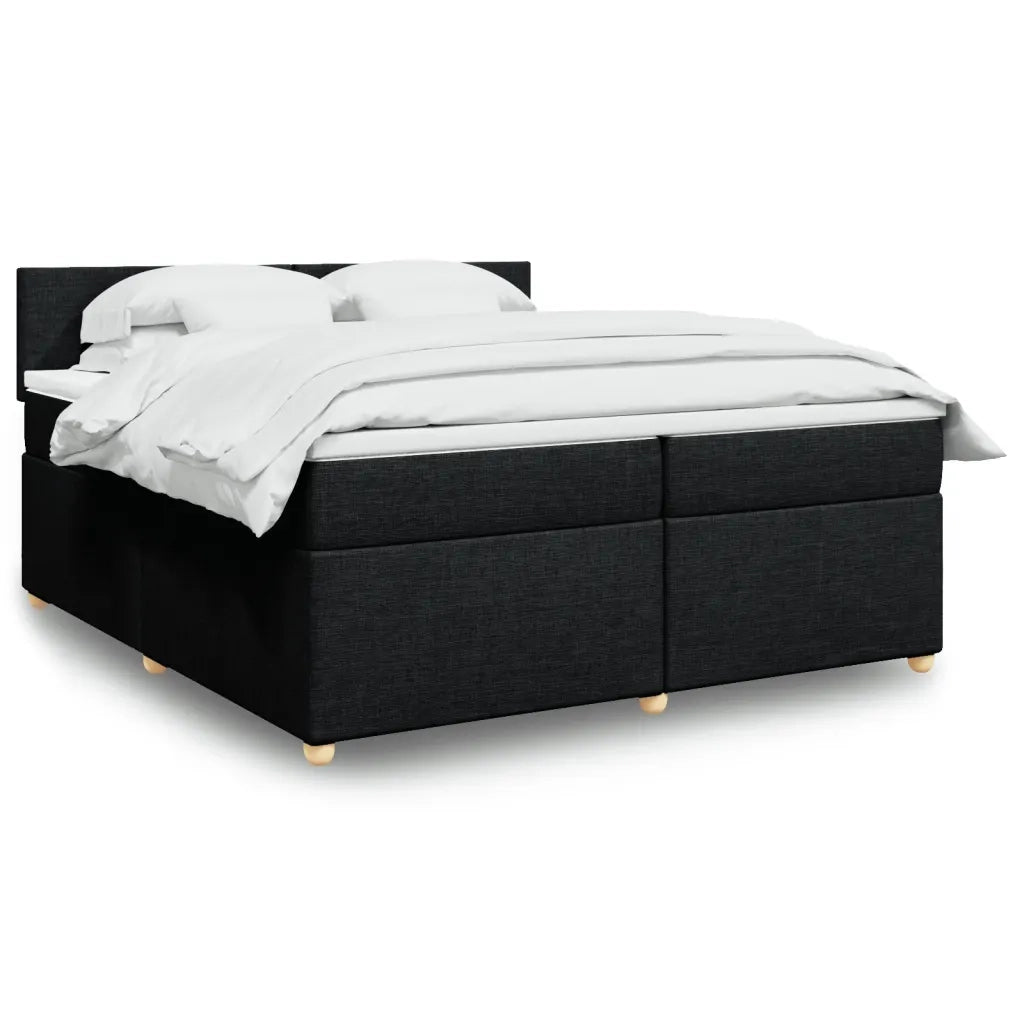 Giroletto a Molle con Materasso Nero 200x200 cm in Tessuto