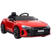 Macchina Elettrica per Bambini 5 Anni max Licenza Audi con Pulsanti, Cinture e Fari, 103x58x41 cm, Rossa e Nera