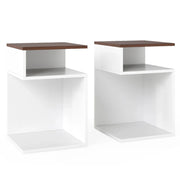 Set di 2 tavolini laterali a forma di 'S' 33 x 33 x 50 cm con 2 scomparti aperti design elegante in legno di noce ingegnerizzato 20_0009872
