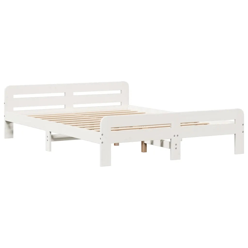 Letto senza Materasso Bianco 140x190 cm Legno Massello di Pino