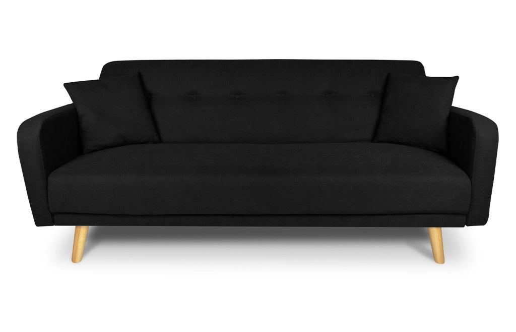 Divano letto clic clac in tessuto vellutato nero, divano 3 posti - Henry - DL-HE10FBC
