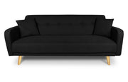 Divano letto clic clac in tessuto vellutato nero, divano 3 posti - Henry - DL-HE10FBC