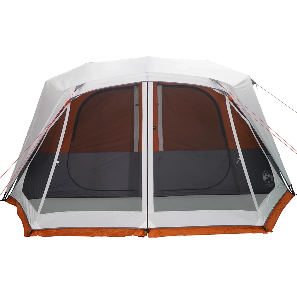 Tenda Famiglia LED 10 Persone-Tenda da campeggio Grigio/Arancione Rilascio Rapido