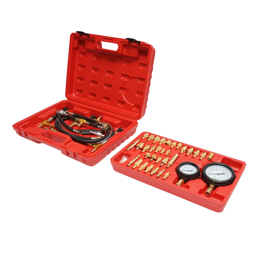 Kit di prova della pressione del sistema di iniezione del carburante con 2 manometri, adattatori universali Breckner Germany