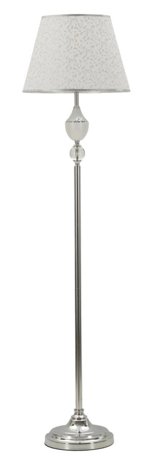 Lampada da Terra Kody Ø40x158 cm in Ferro e Tessuto Argento e Bianco