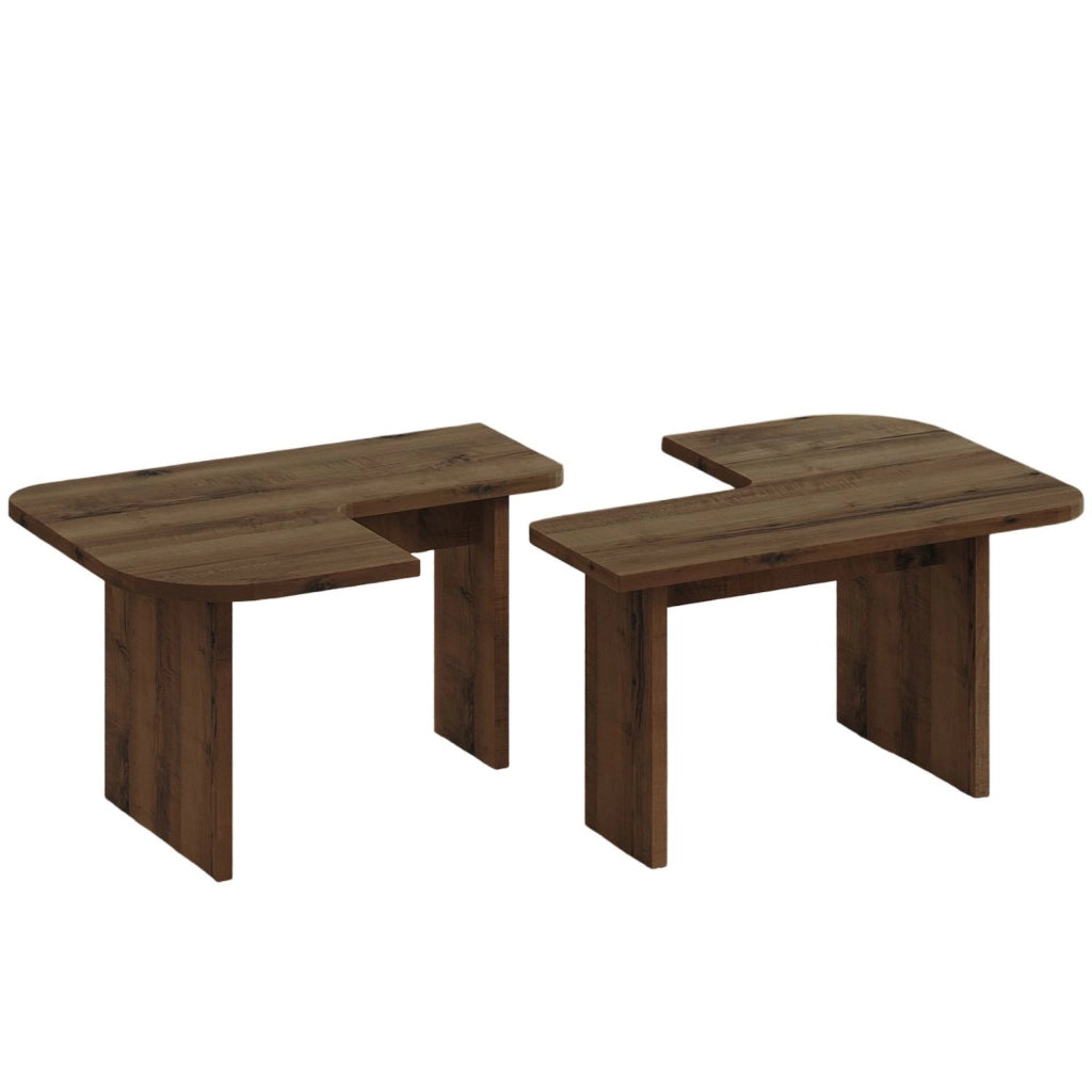 Set di tavolini in legno "Iris" - 90 x 45 x 35 cm - Marrone