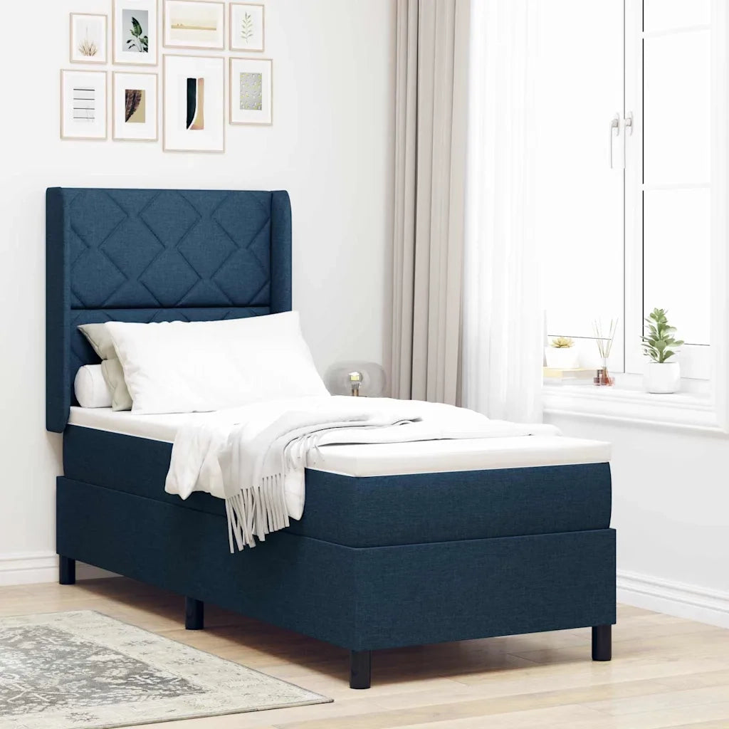 Letto a molle con cuscino con testiera Blu 190 x 90 cm Tessuto 3341685