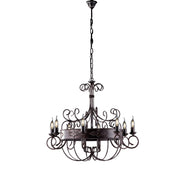 Baltimora Lampadario in ferro laccato nero e ruggine 8 luci 126 Ø76 BL183-8-RG