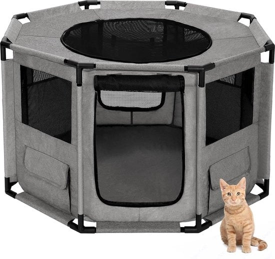 Cassa per cani - Opvouabile - Cesti per cuccioli - Tasche di stoccaggio - Piastra antiscivolo - Recinti per cani - Cassa - Grigio - 120 x 120 x 64,5 cm