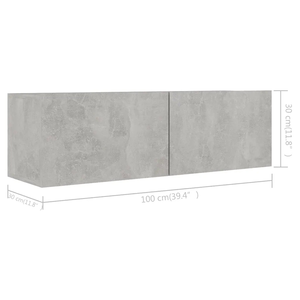 Set di Mobili Porta TV 4 pz Grigio Cemento in Legno Multistrato 3079153