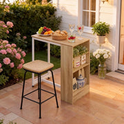 Tavolo da bar con scaffale portabottiglie e portabicchieri a 3 ripiani per cucina 91 × 49 × 91 cm