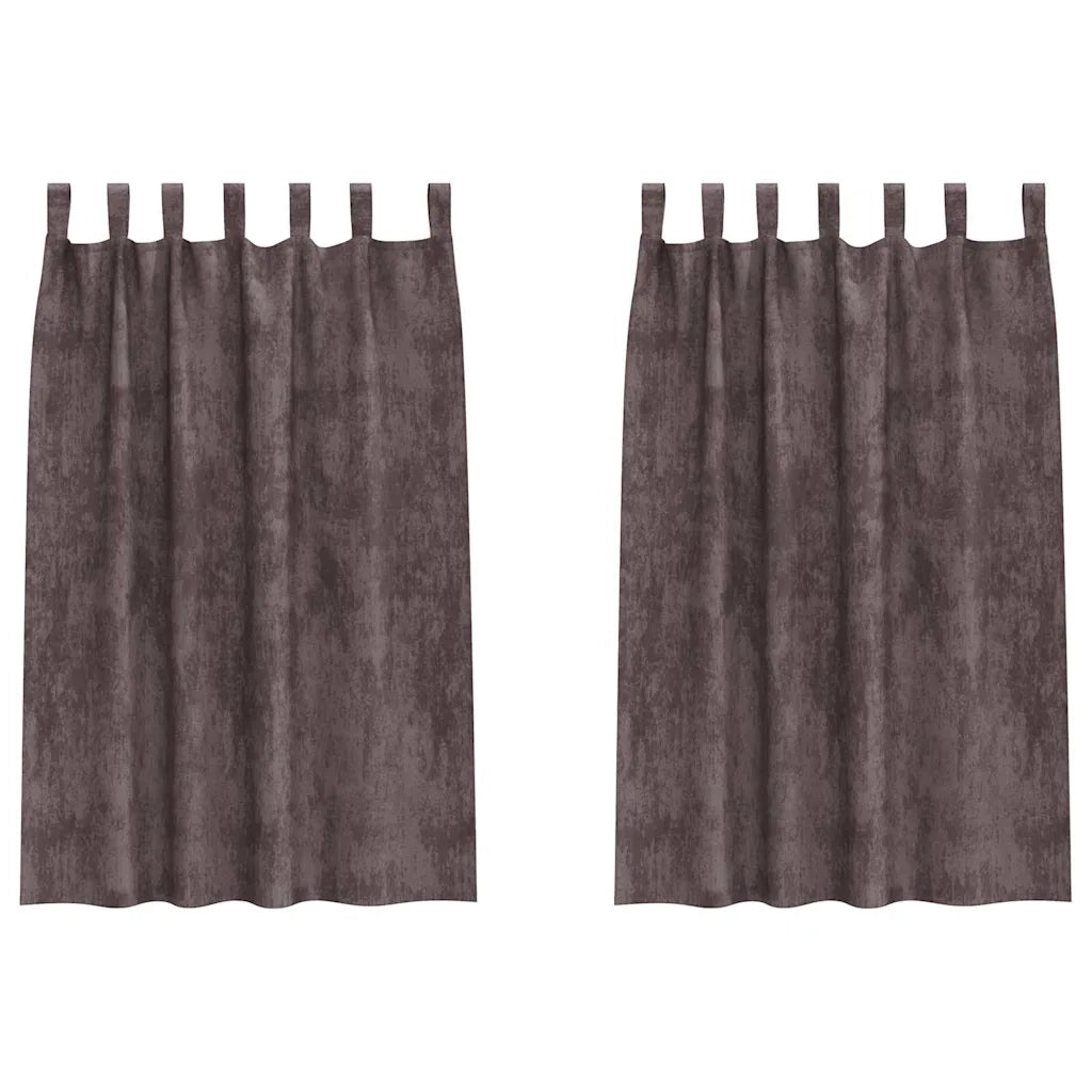 Tende in Velluto con tende 2 pcs Marrone 175 x 140 cm Velluto 4107729