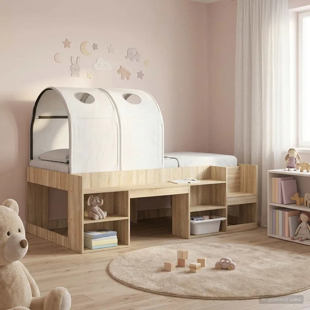 Tunnel per Letto 2 pcs Bianco 211 x 52,5 x 2 cm Poliestere