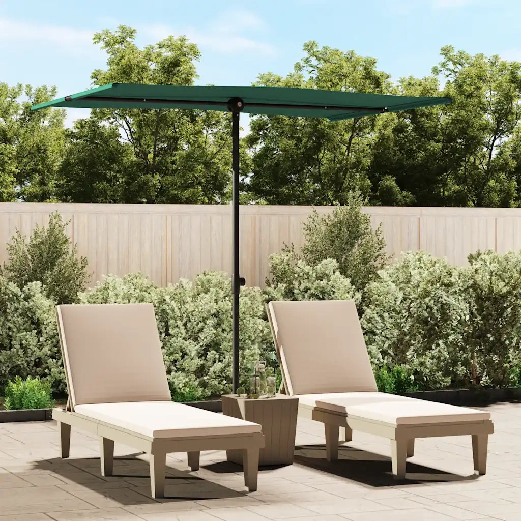 Ombrellone da Giardino-Ombrello da Balcone con Palo in Alluminio 2x1,5 m Verde