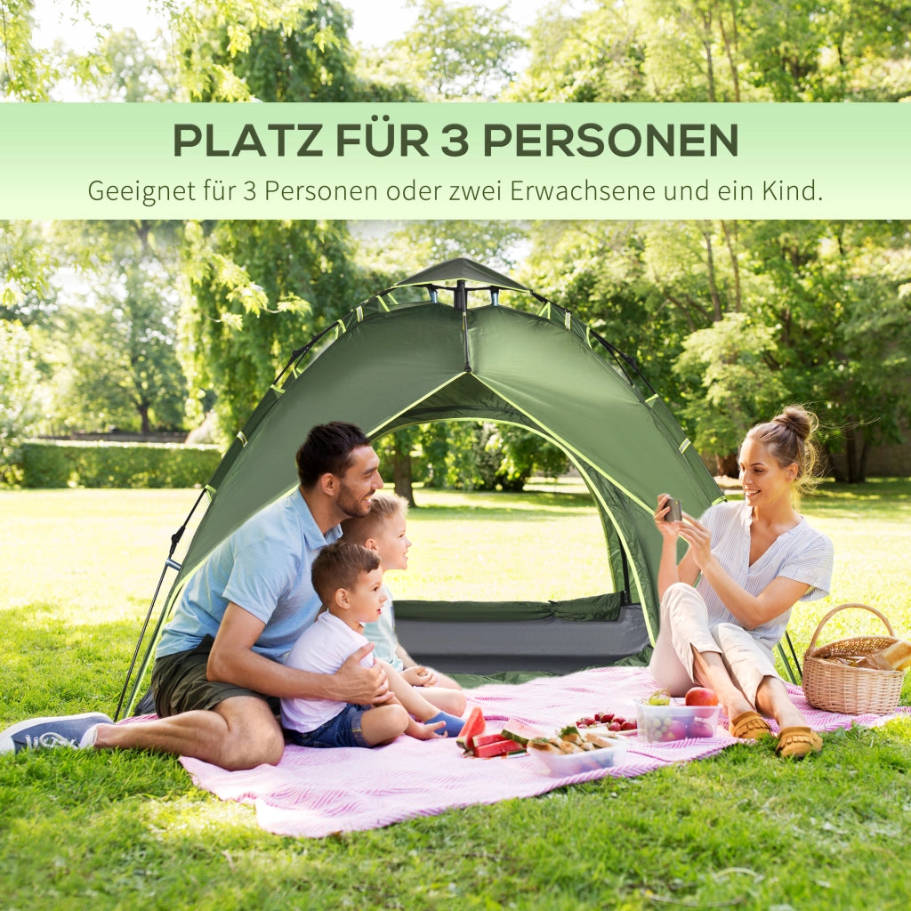 TENDA 4 Stagioni Quick-Up 210x210x140 cm Verde Scuro in Poliestere